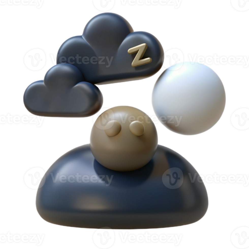 3D Render of a Person Sleeping Under a Cloud png