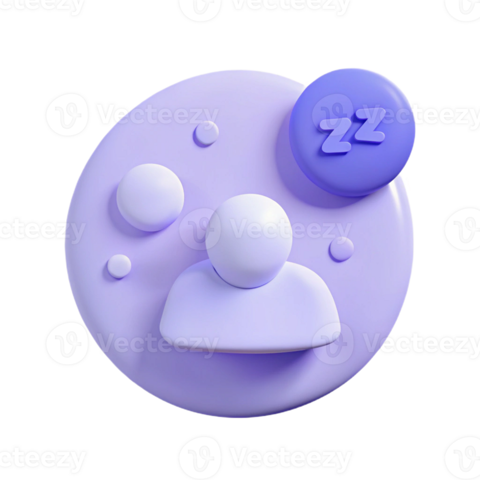 3D Sleep Icon User Avatar with Zzz Symbol png