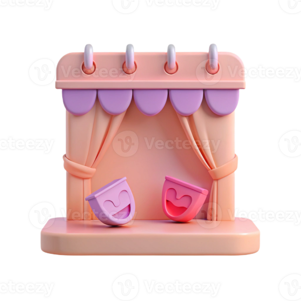 3D Rendered Stage with Smiling Masks png