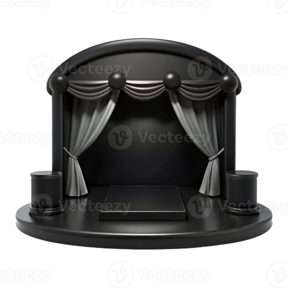 Black Stage with Curtains and Platform png