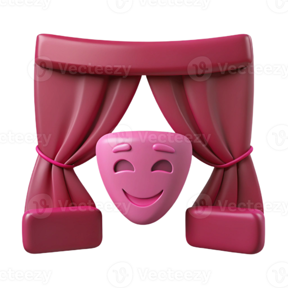 Smiling Mask Behind Stage Curtains png