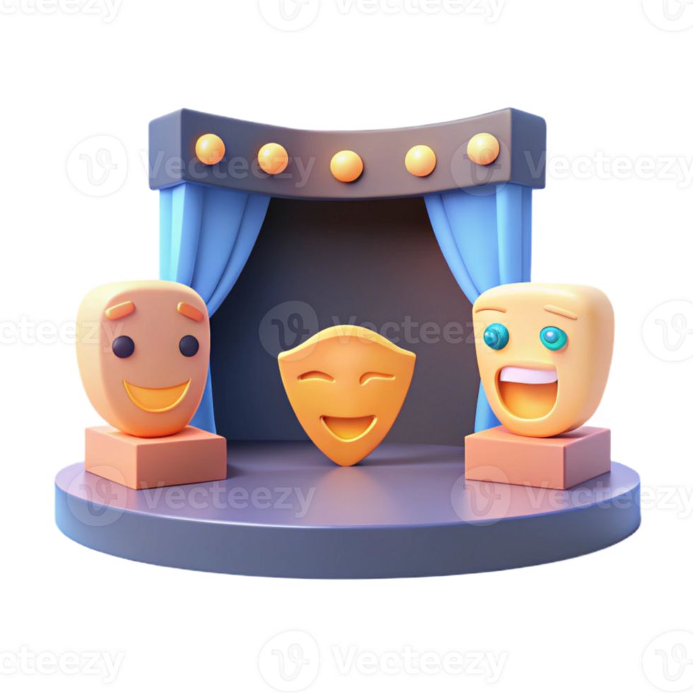Smiling Emoji Masks on a Stage png