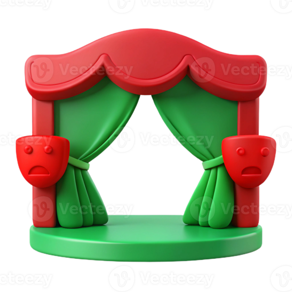 3D Stage Curtain with Red Mask png
