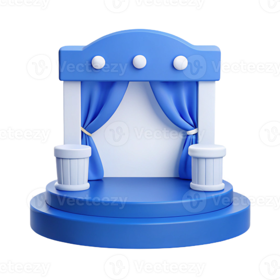 3D Stage with Curtains and Pedestals png