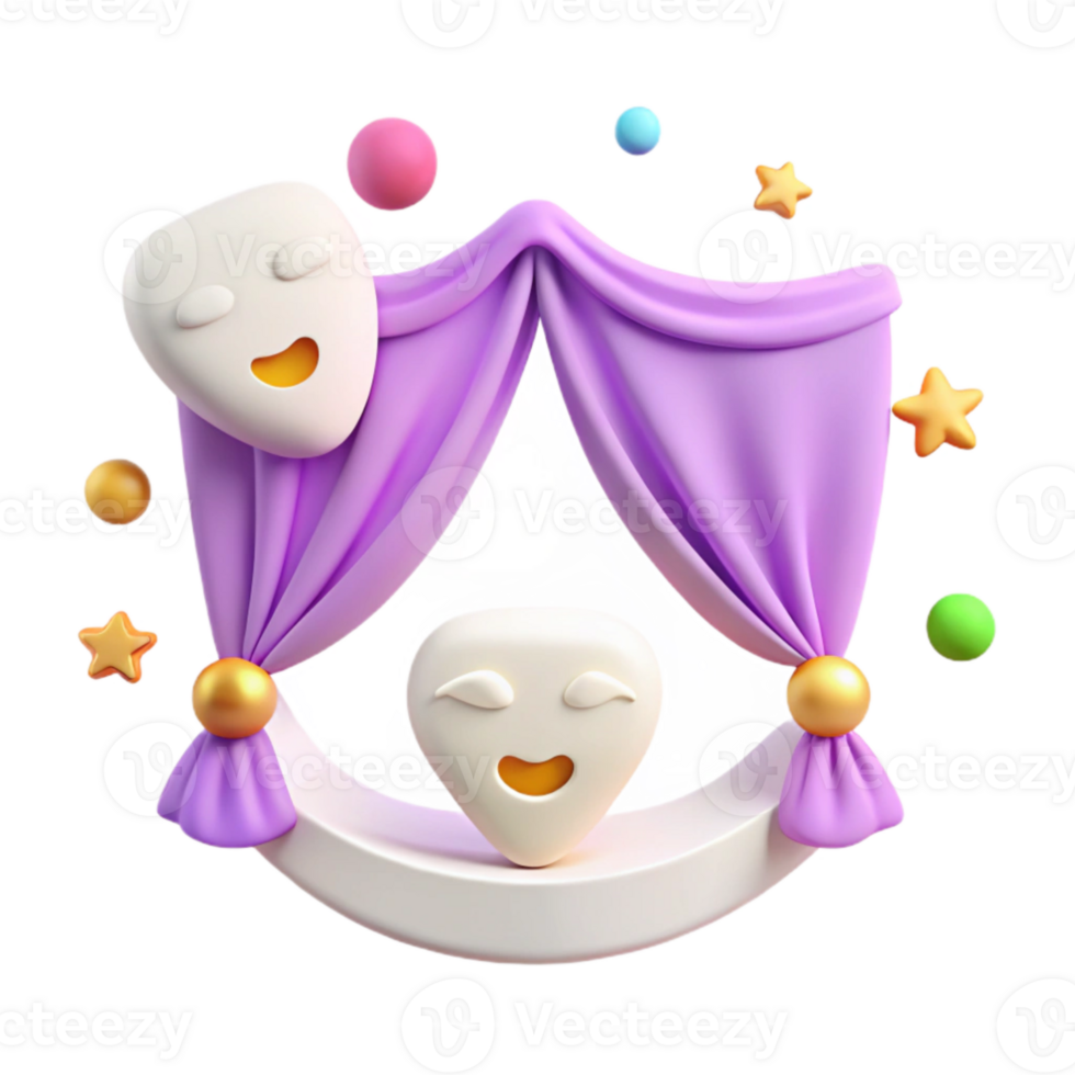 Smiling Mask Behind Stage Curtains png
