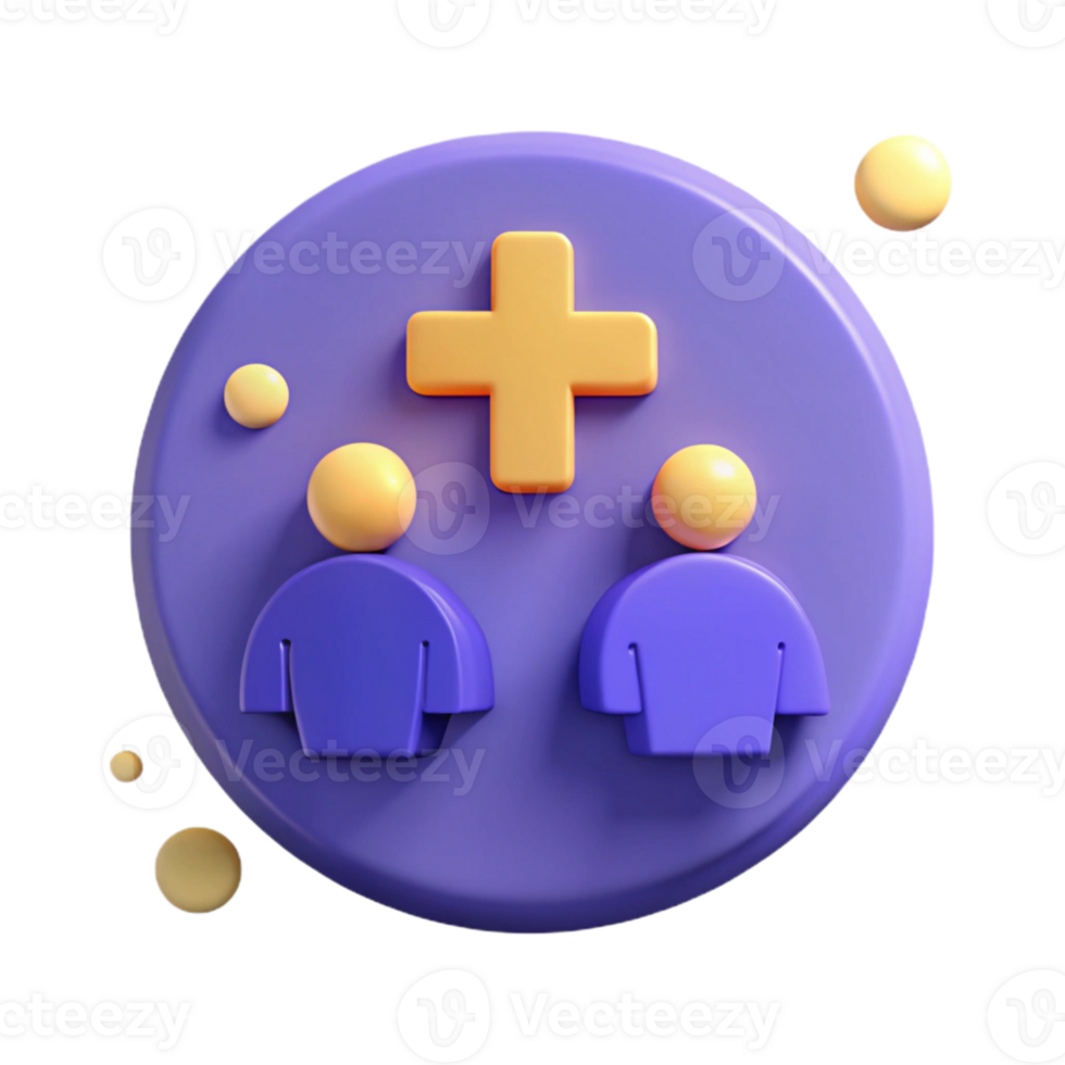3D Rendered Icon Two People with a Plus Sign png