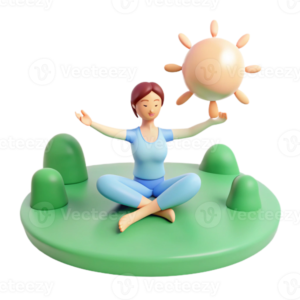 3D Illustration of a Woman Meditating in Nature png