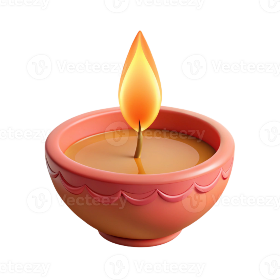 Lit Clay Diya with Flame png