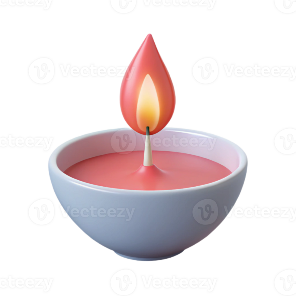 Pink Candle Burning in a Bowl png