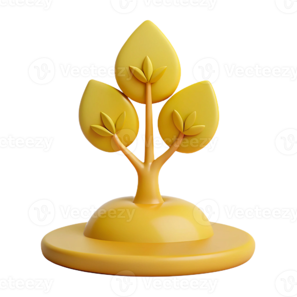 3D Cartoon Tree Illustration on a Platform png