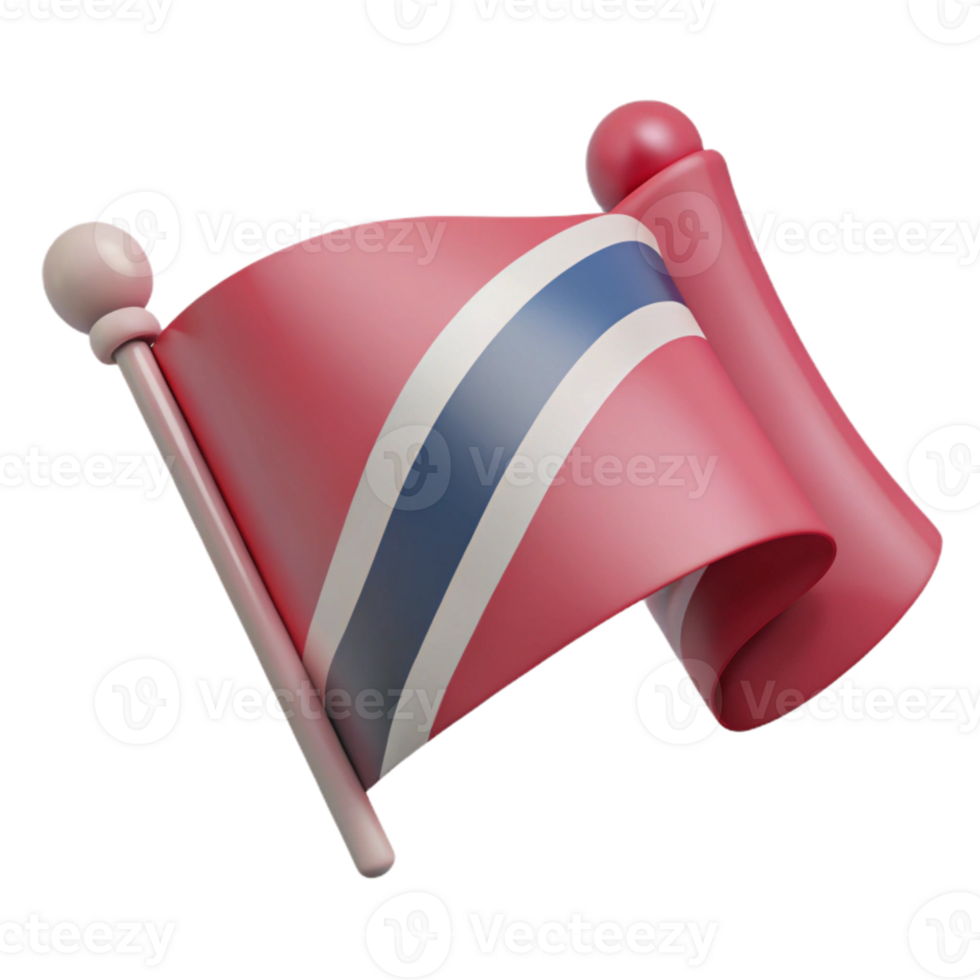 3D Render of Waving Flag with Red, White, and Blue Stripes png
