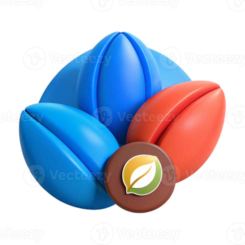 3D Render of Colorful Ovals with a Leaf Logo png