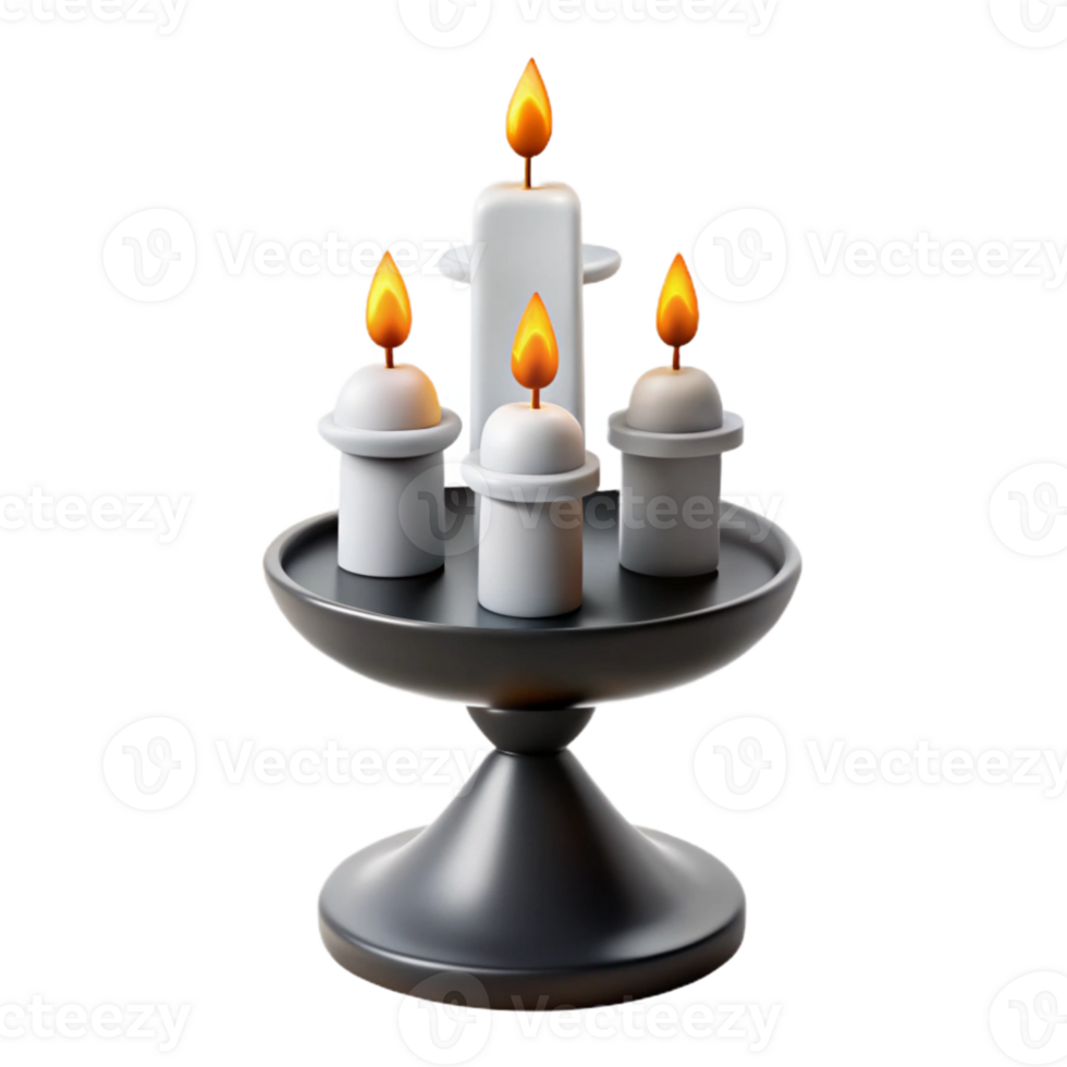 Four Candle Candelabra with Black Base png
