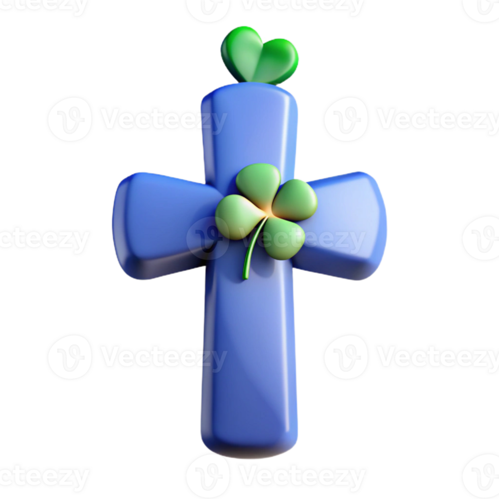 Blue Cross with Shamrock and Heart png