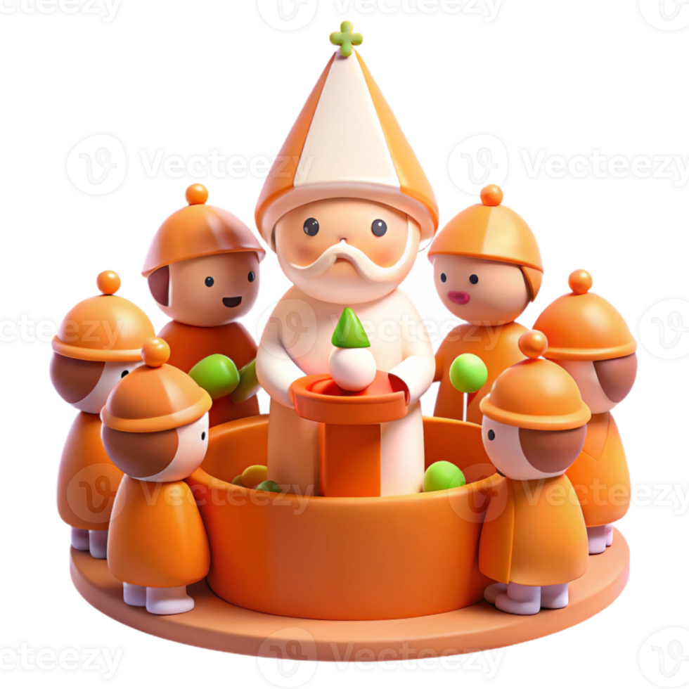 Cute Cartoon Characters Surrounding a Figure png