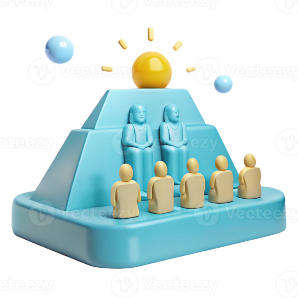 Pyramid Structure with Sun and Figures Leadership and Hierarchy Concept png