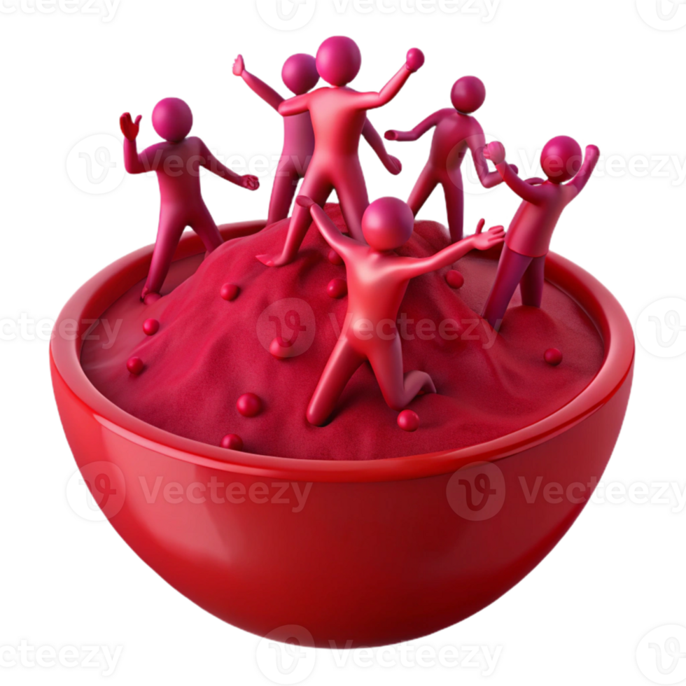 3D Render of Red Figures Celebrating on a Red Sand Mound png