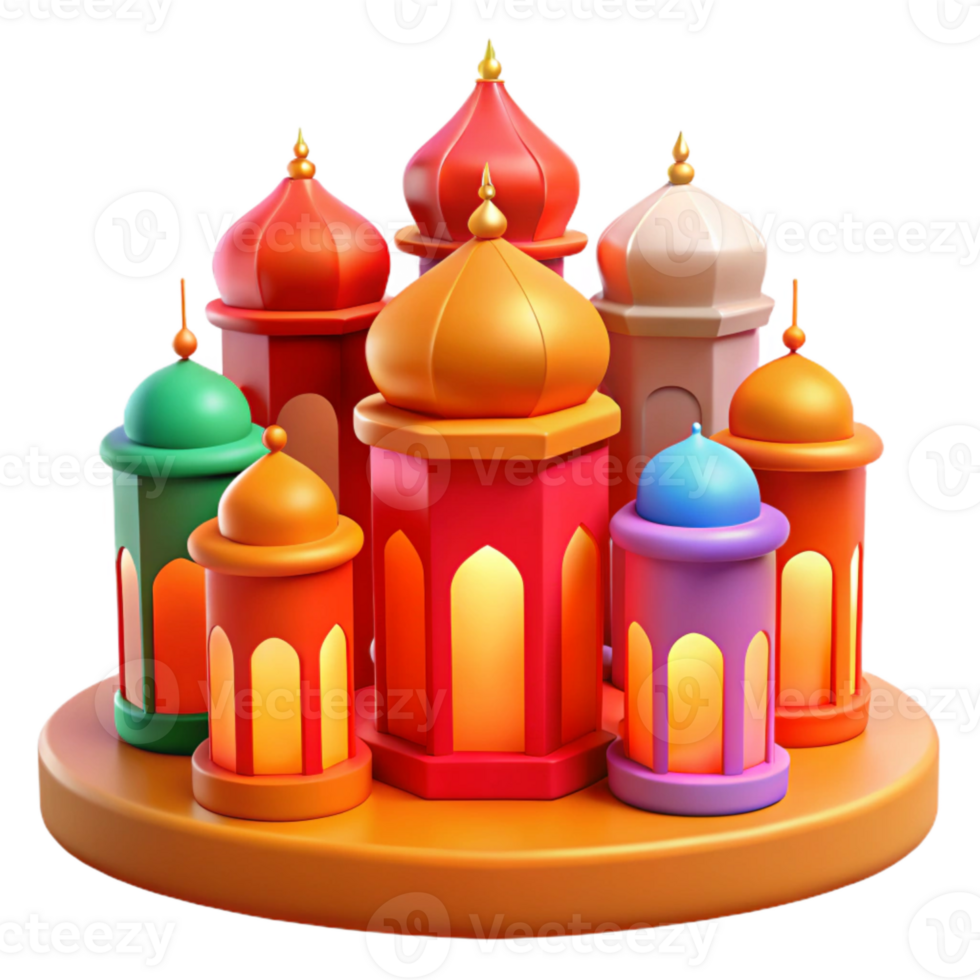 Colorful Lanterns with Glowing Lights png