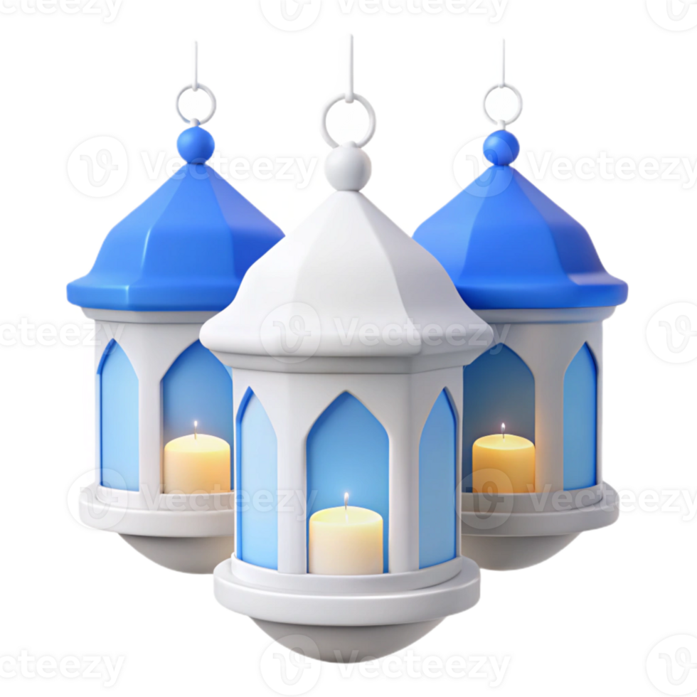 Three Ornate Lanterns with Candles png