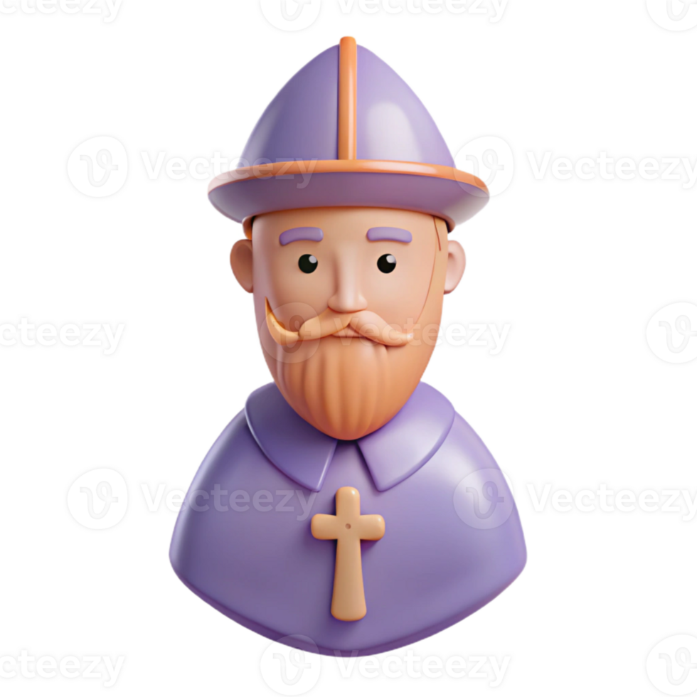 3D Render of a Cartoon Medieval Priest png