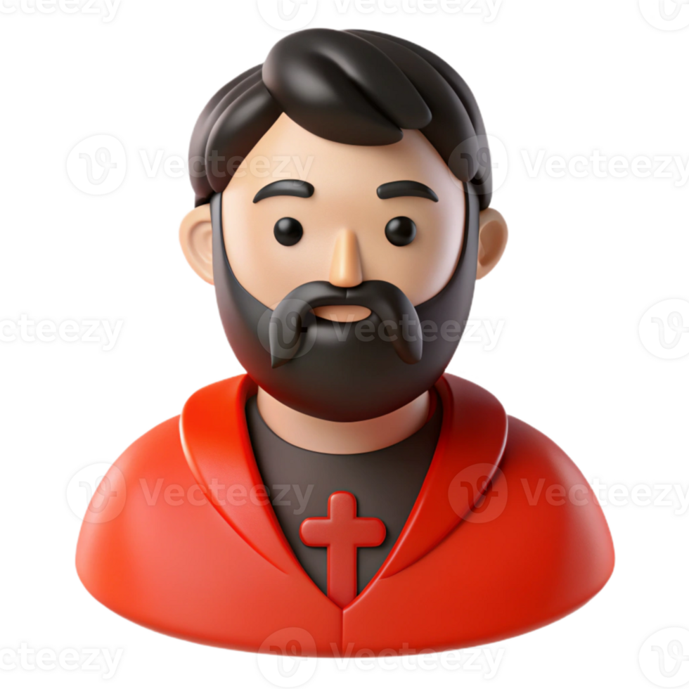 3D Cartoon Character with Cross Design on Red Shirt png