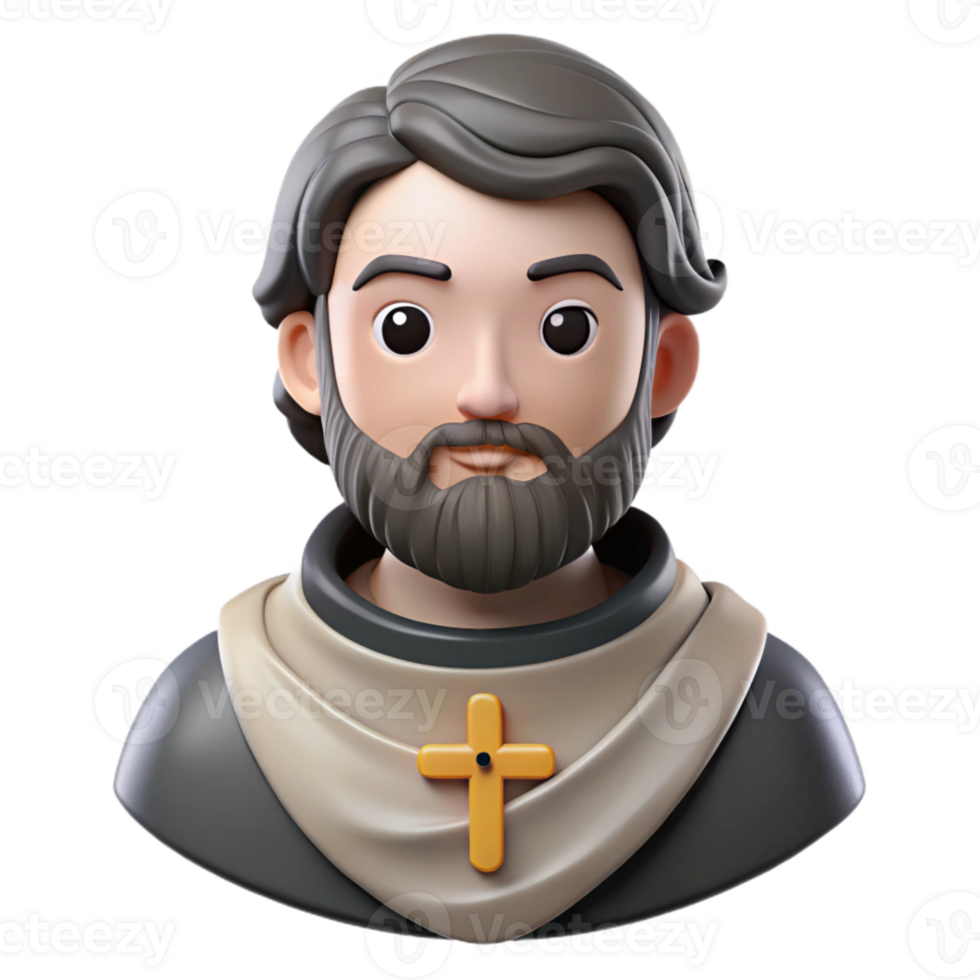 3D Cartoon Man With Cross Illustration png