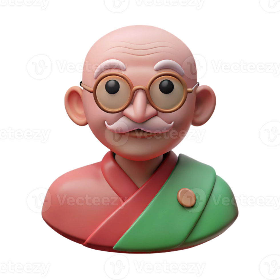 3D Cartoon Illustration of a Smiling Old Man with Glasses png