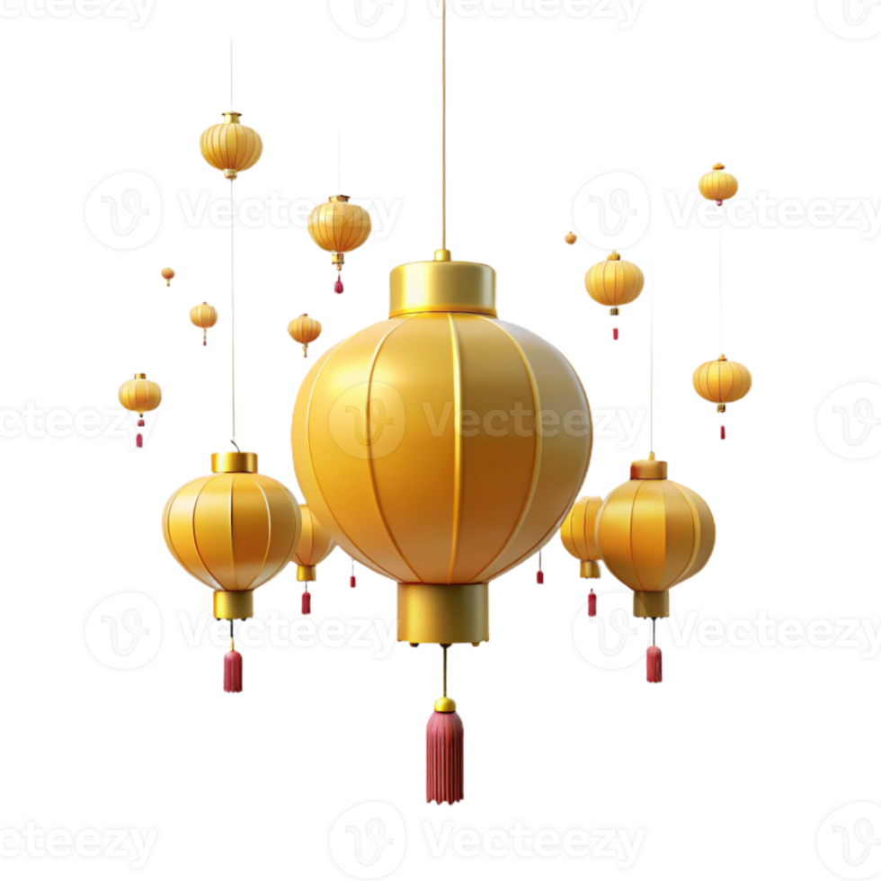 Golden Lanterns Hanging in the Dark png