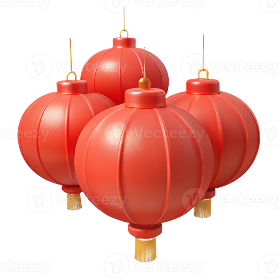 Red Chinese Lanterns with Tassels png