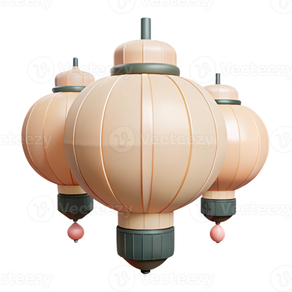 Three Decorative Lanterns with Green Accents png