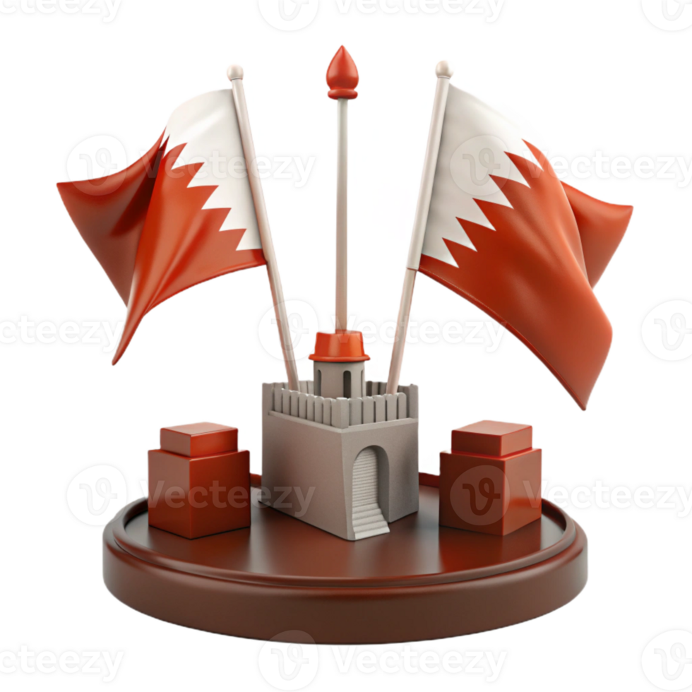 Fort and Flag Miniature Model png