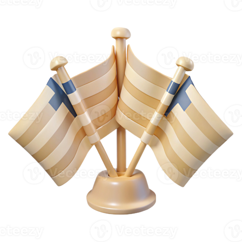 3D Render of Three Flags on a Stand png