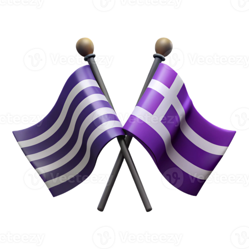 Crossed Flags of Greece, Rendered in 3D png