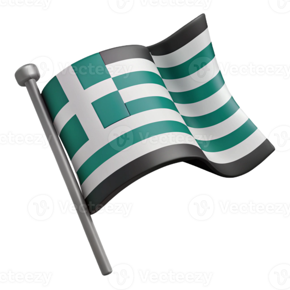 Waving Green and White Flag with a Cross Symbol png