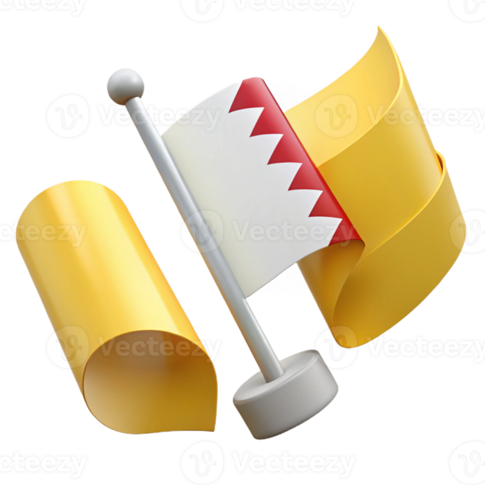 3D Rendered Flag with Yellow Ribbon png