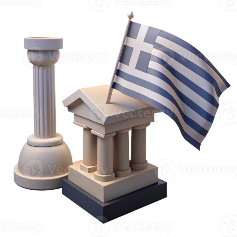 Greek Architecture with Flag png