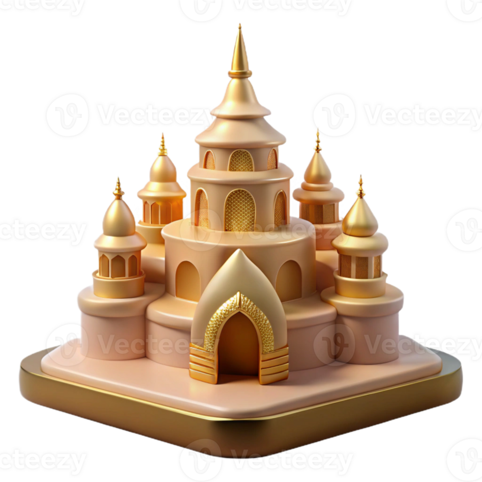 Golden Castle 3D Render Illustration png