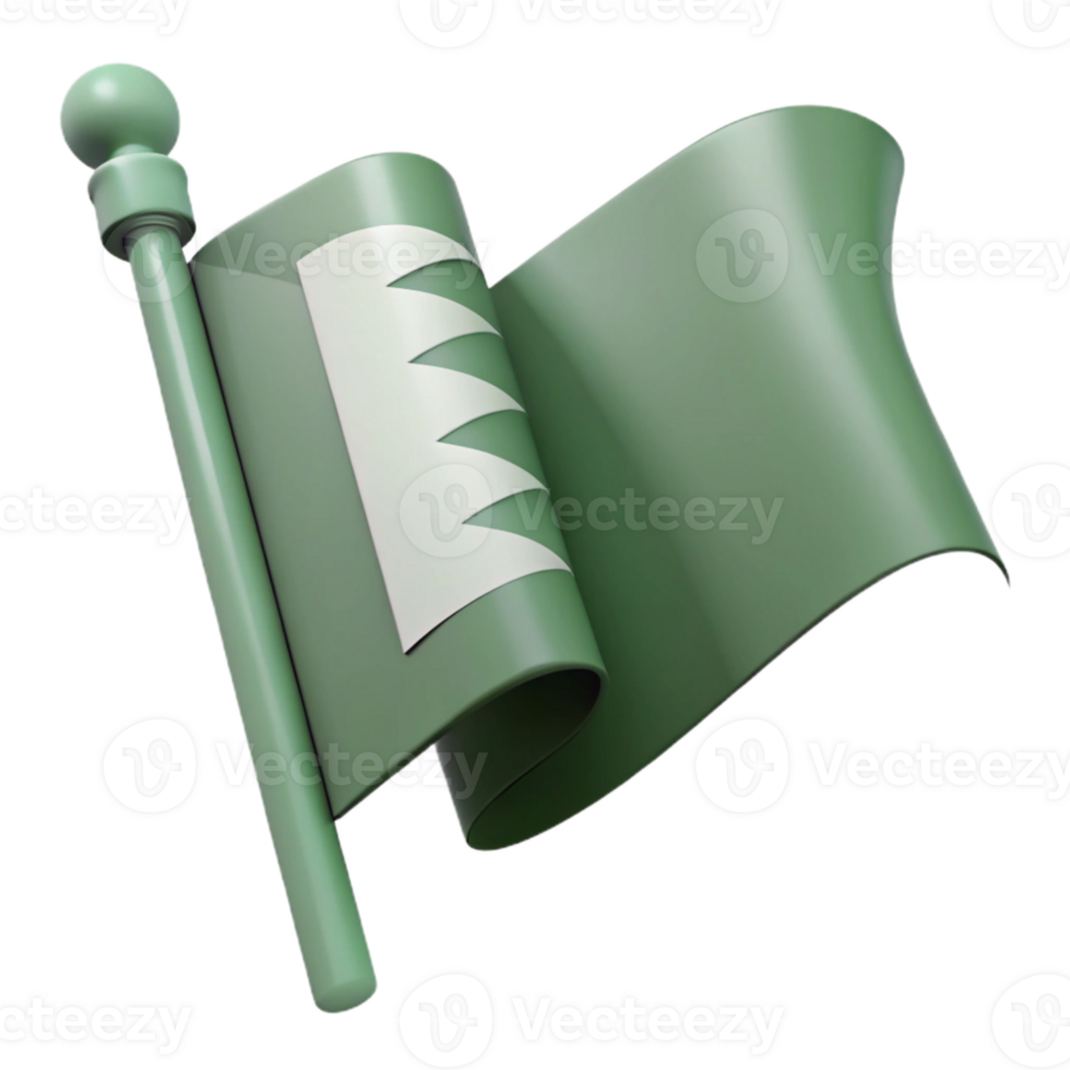 Green Flag with White Symbol Waving in the Wind png