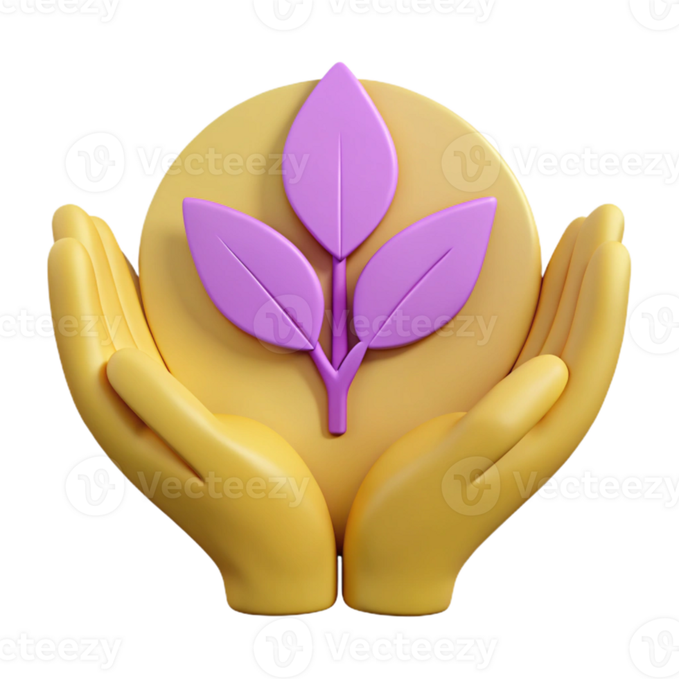 3D Rendered Hands Holding a Plant, Symbol of Growth and Care png