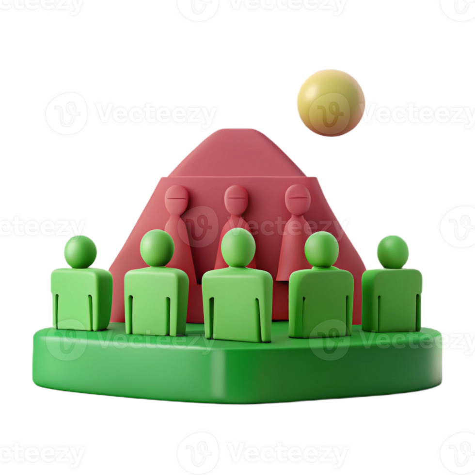 3D Illustration of People Around a Structure png
