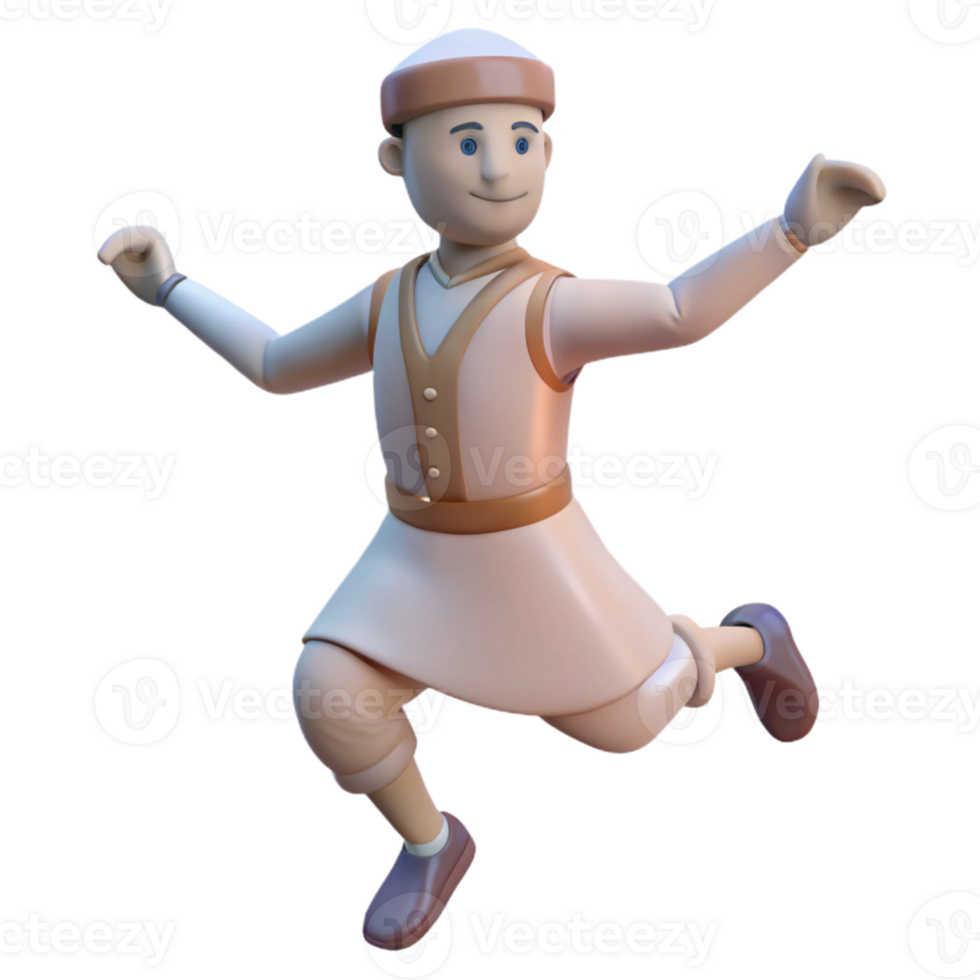 3D Cartoon Illustration of a Person Jumping png