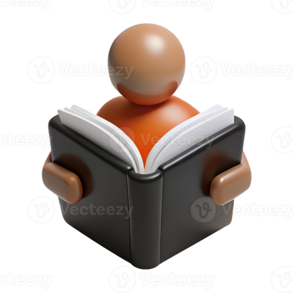 3D Illustration of Person Reading a Book png