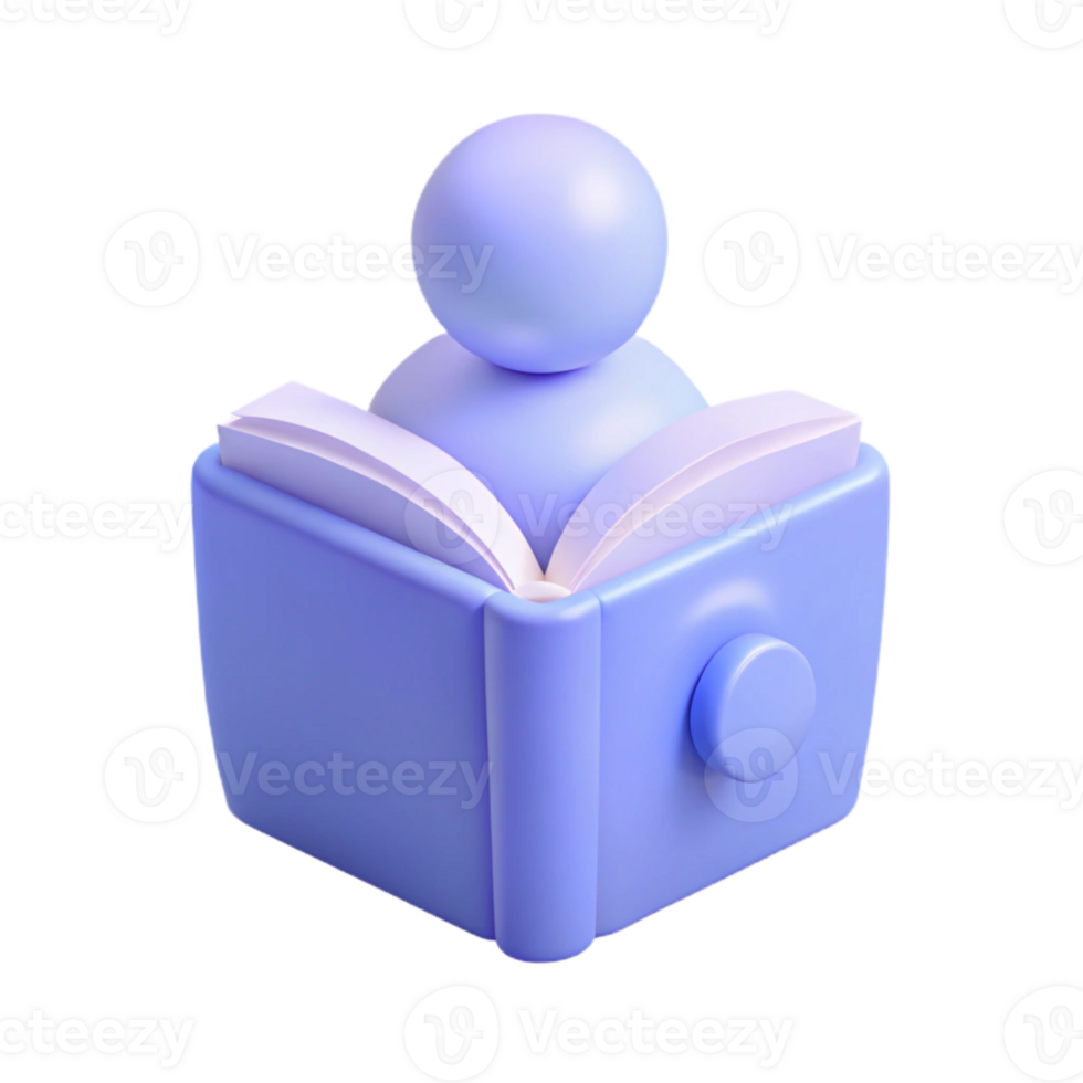 3D Render of a Person Reading a Book png