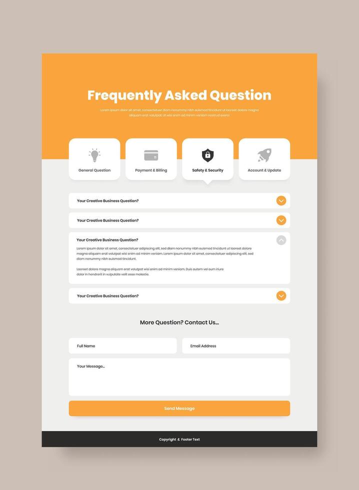 profesional frecuentemente preguntó pregunta o Preguntas más frecuentes página web interfaz diseño con contacto formar vector