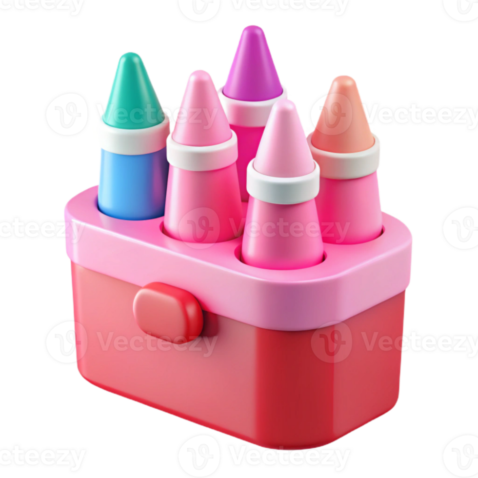 Colorful Crayons in a Pink Container png