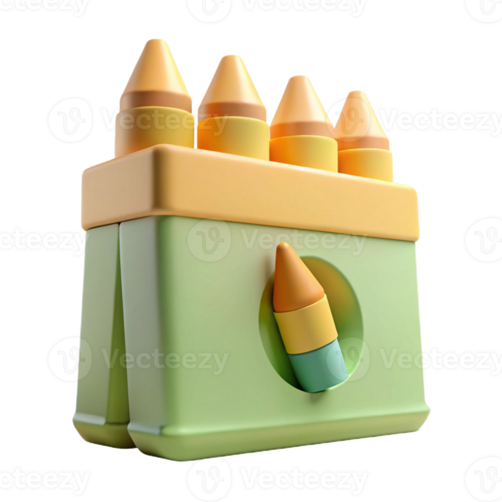 3D Render of Crayons in a Box png
