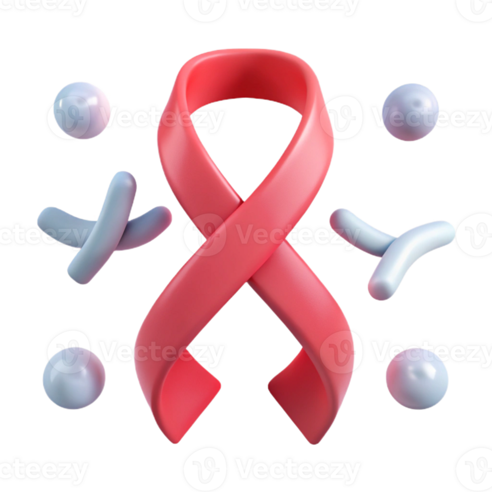 Pink Ribbon with Abstract Shapes png