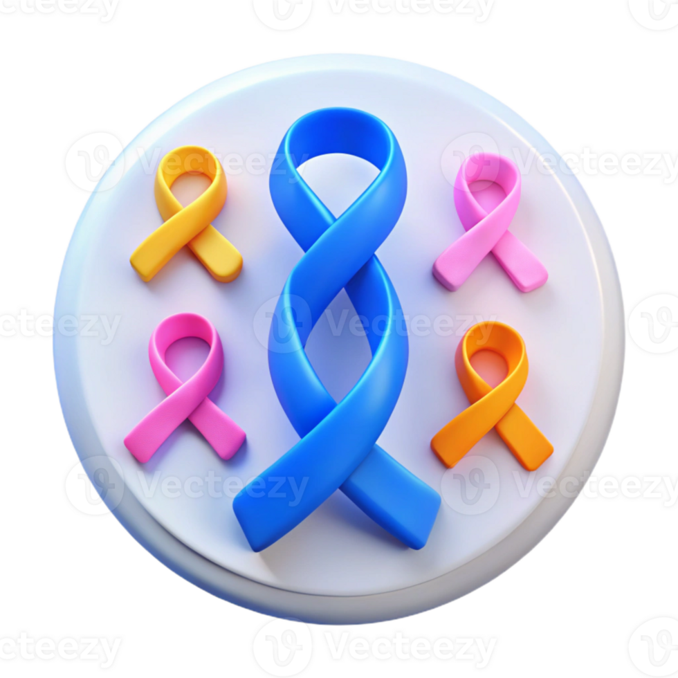 Colorful Awareness Ribbons on White Background png