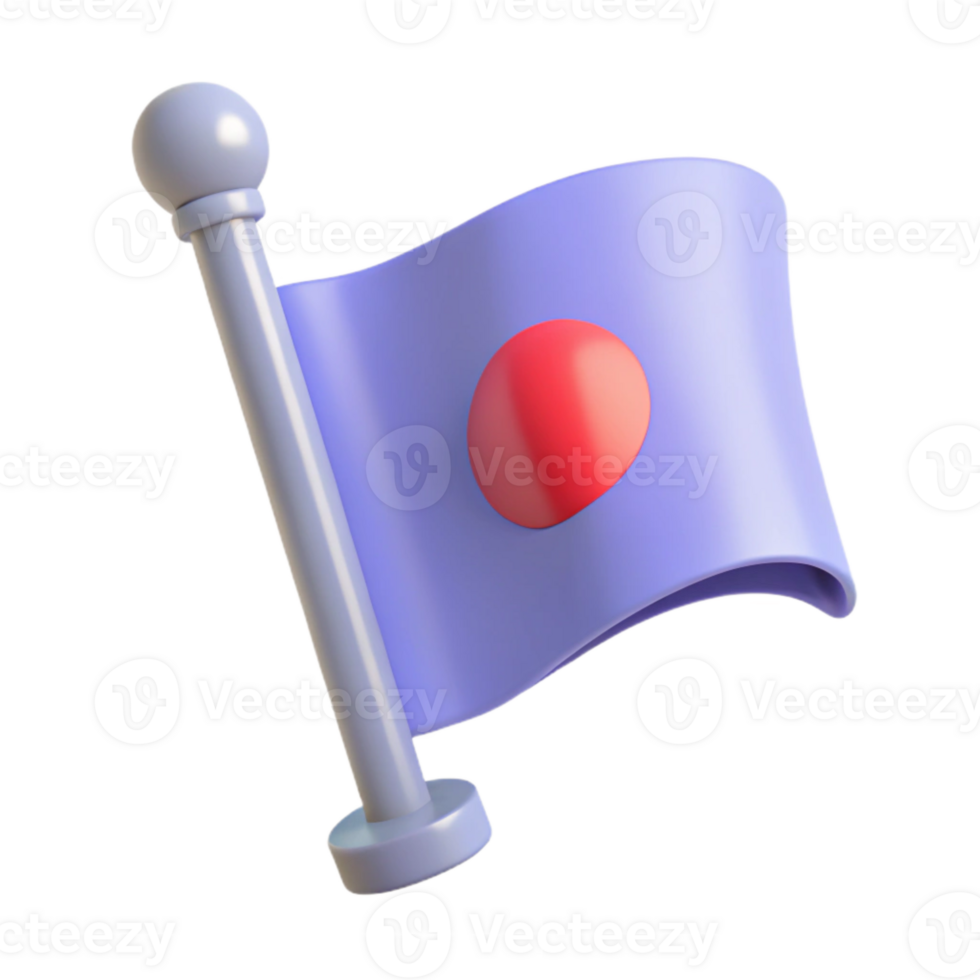 3D Render of a Flag with a Red Circle png