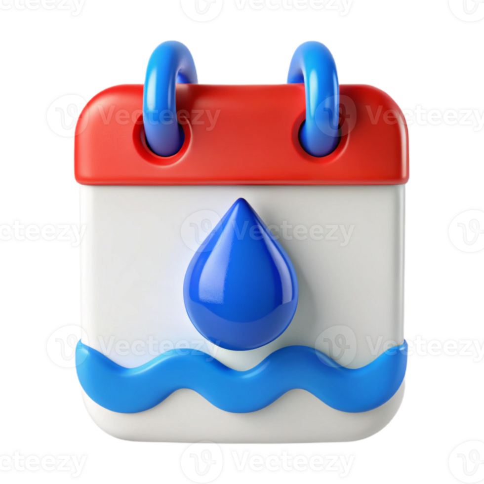 Calendar Icon with Water Drop and Waves png